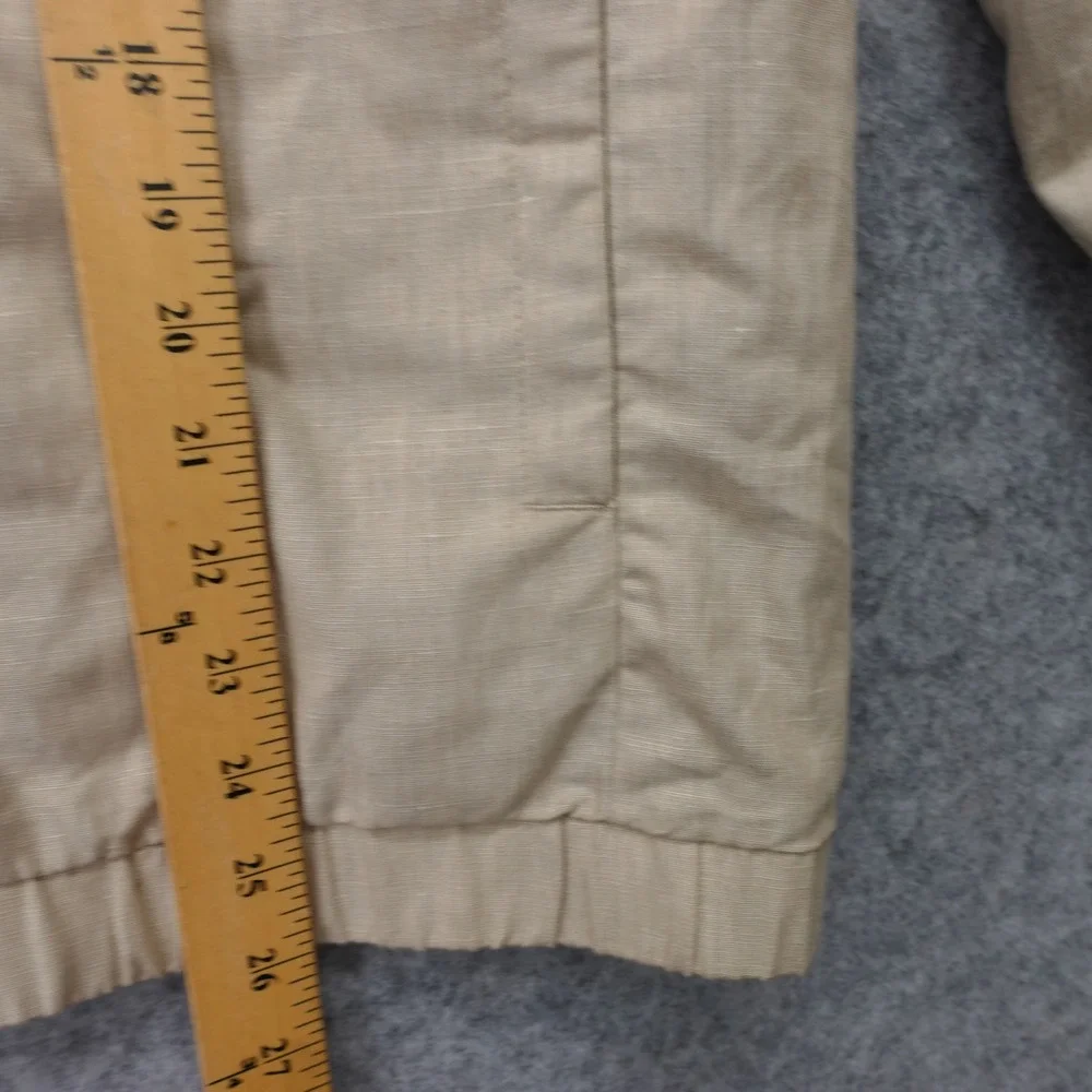BANANA REPUBLIC Mens Harrington Jacket M Beige Linen Full Zip Utility Bomber